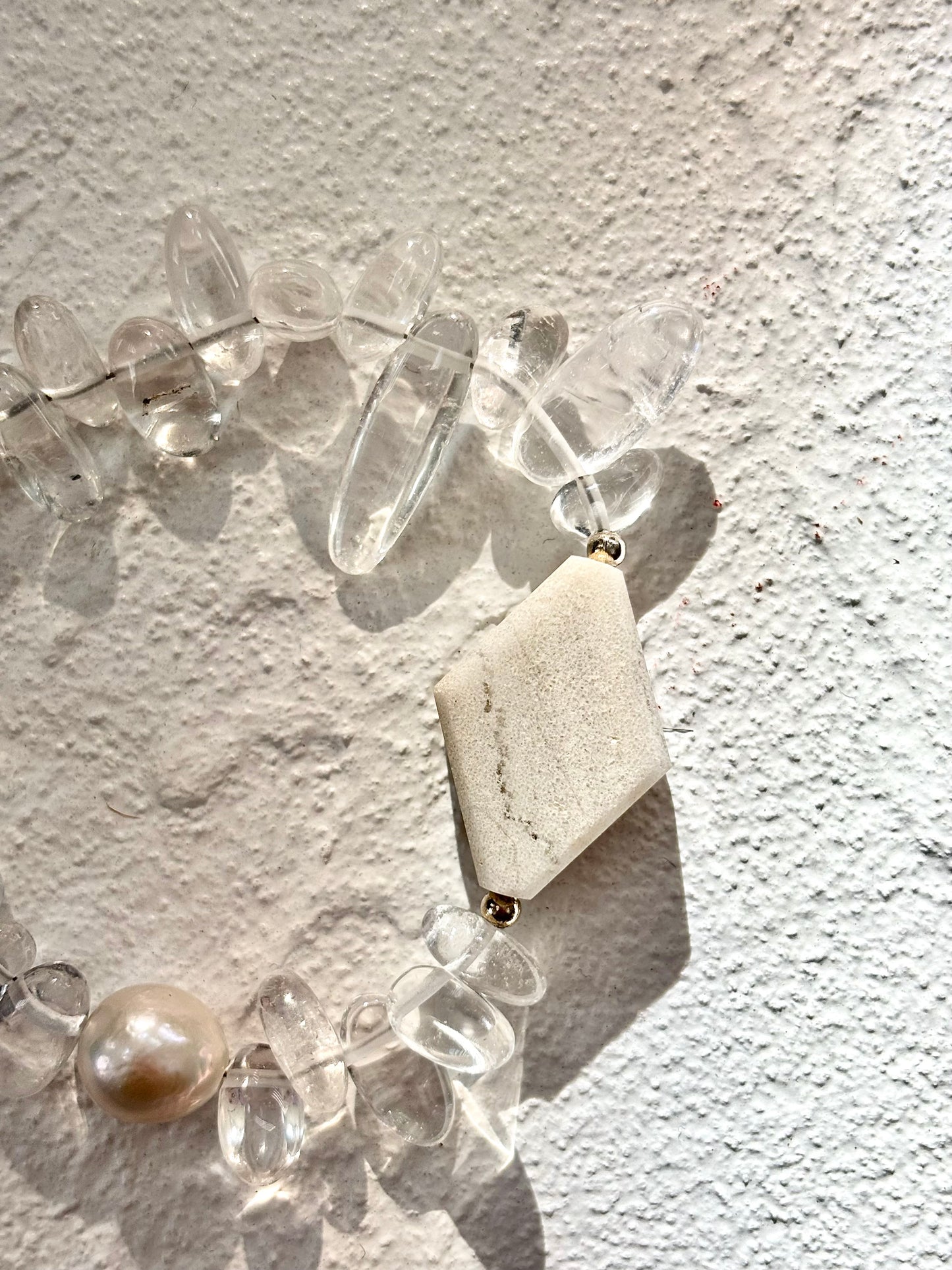 White Phantom Quartz & Clear Quartz Toggle Bracelet - OOAK