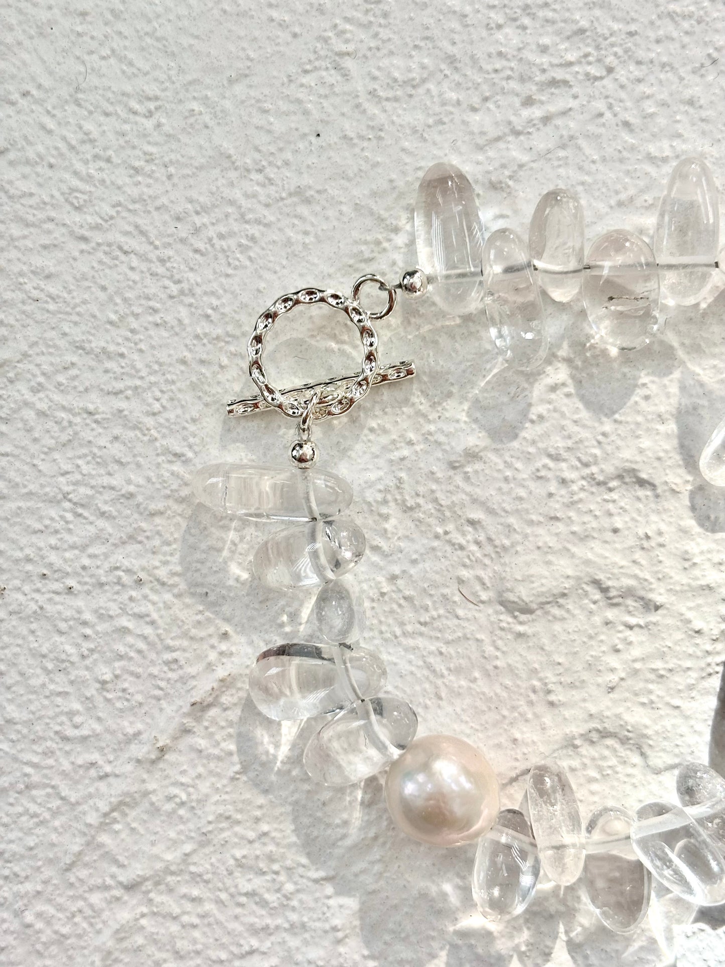 White Phantom Quartz & Clear Quartz Toggle Bracelet - OOAK
