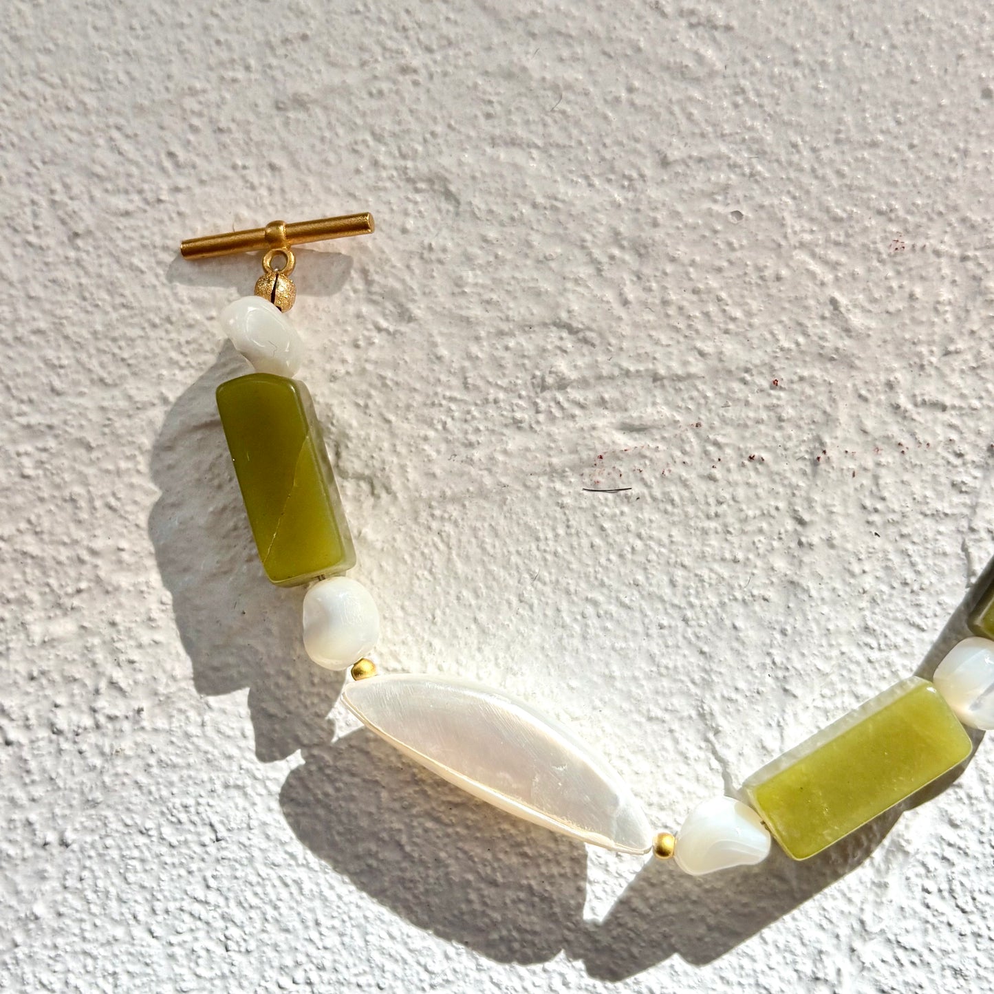 Jade & Mother of Pearl Toggle Clasp Bracelet
