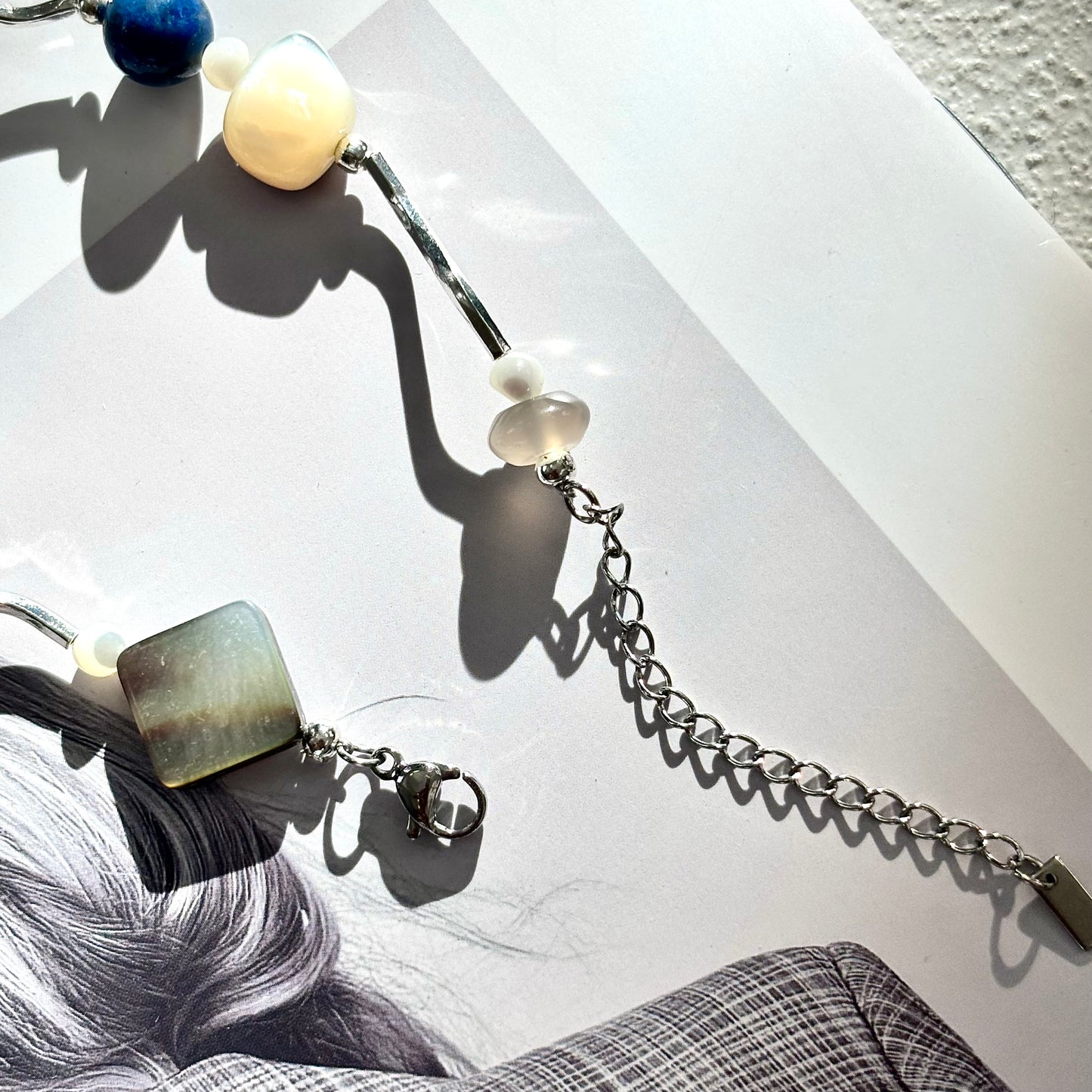 Clear Quartz & Aquamarine Chain Bracelet - ArcLine