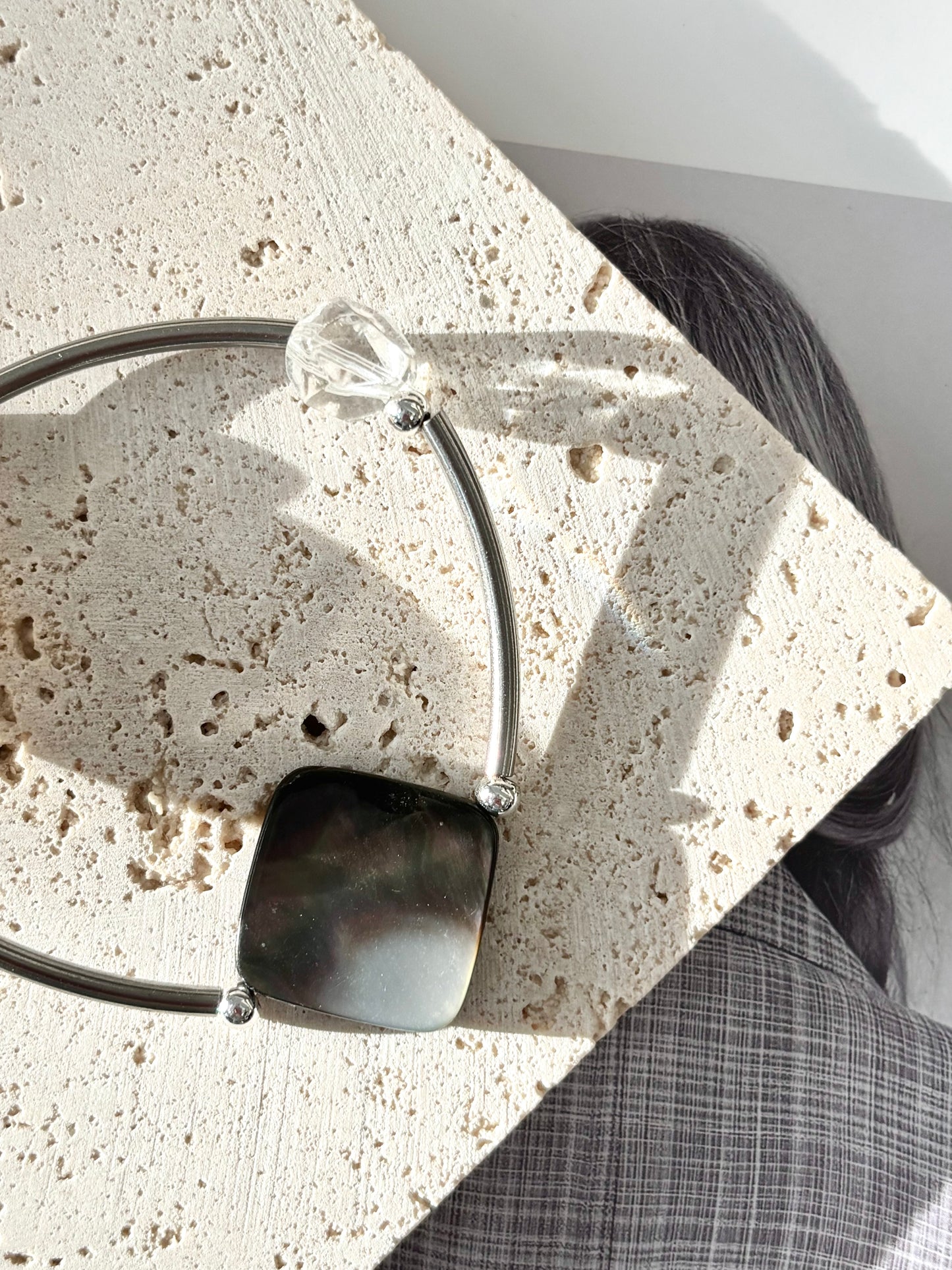 Slim Shell & Quartz Bracelet in Stainless Steel – ArcLine