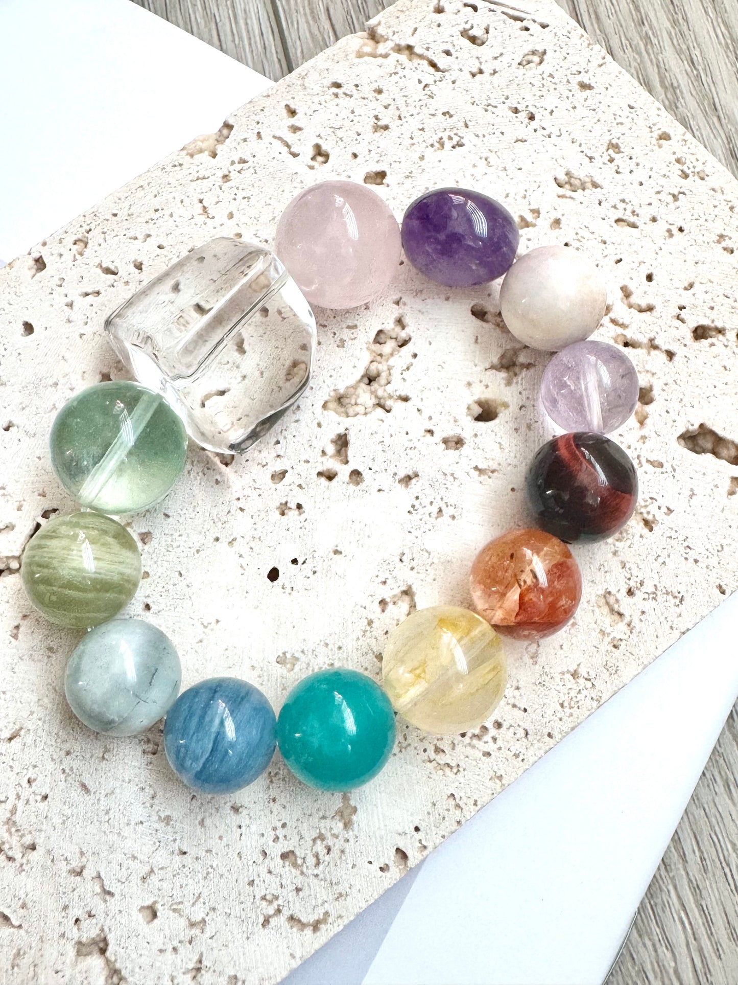 Ice Cube Rainbow Energy Crystal Bracelet - Rainbow