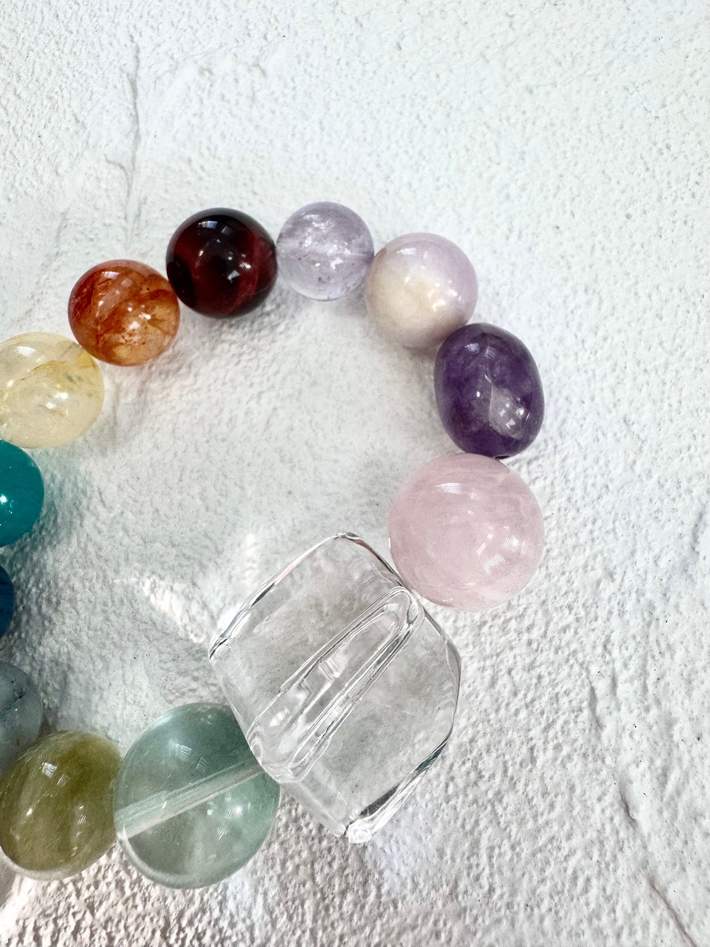 Ice Cube Rainbow Energy Crystal Bracelet - Rainbow