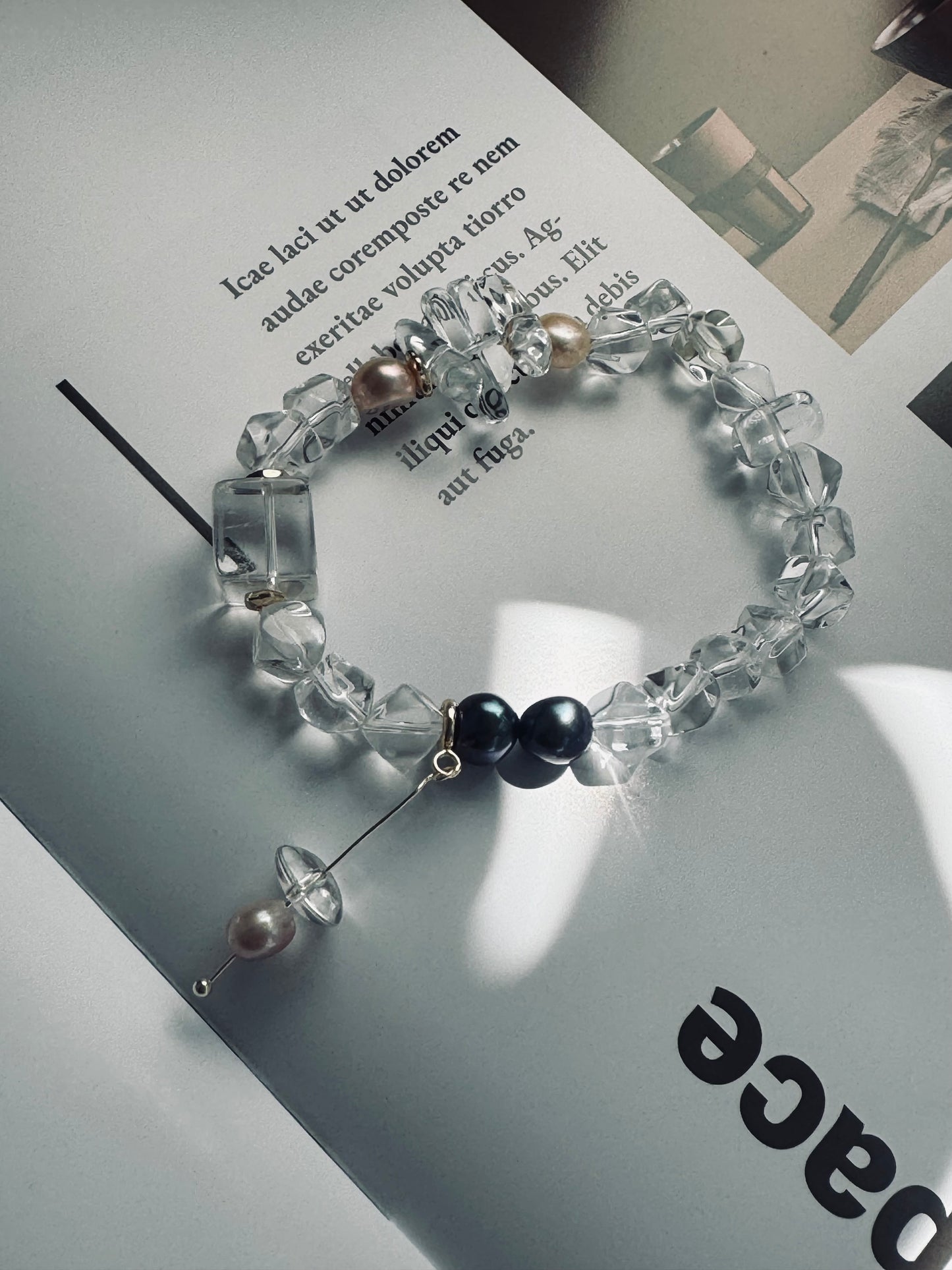Clear Quartz & Freshwater Pearl Bracelet – Organic Gemstone Design