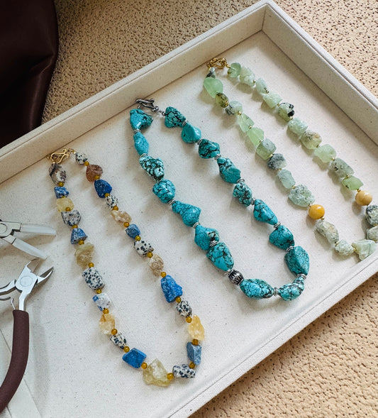 Organic Form Raw Stone Necklace - OOAK