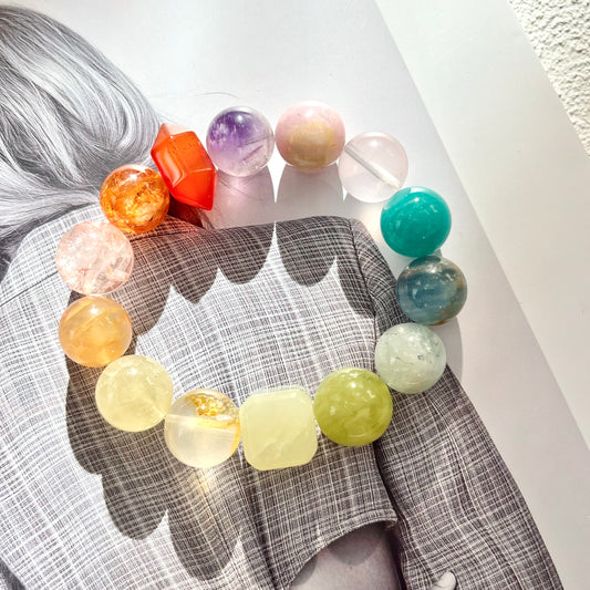 Jade Cube Rainbow Bracelet - Rainbow