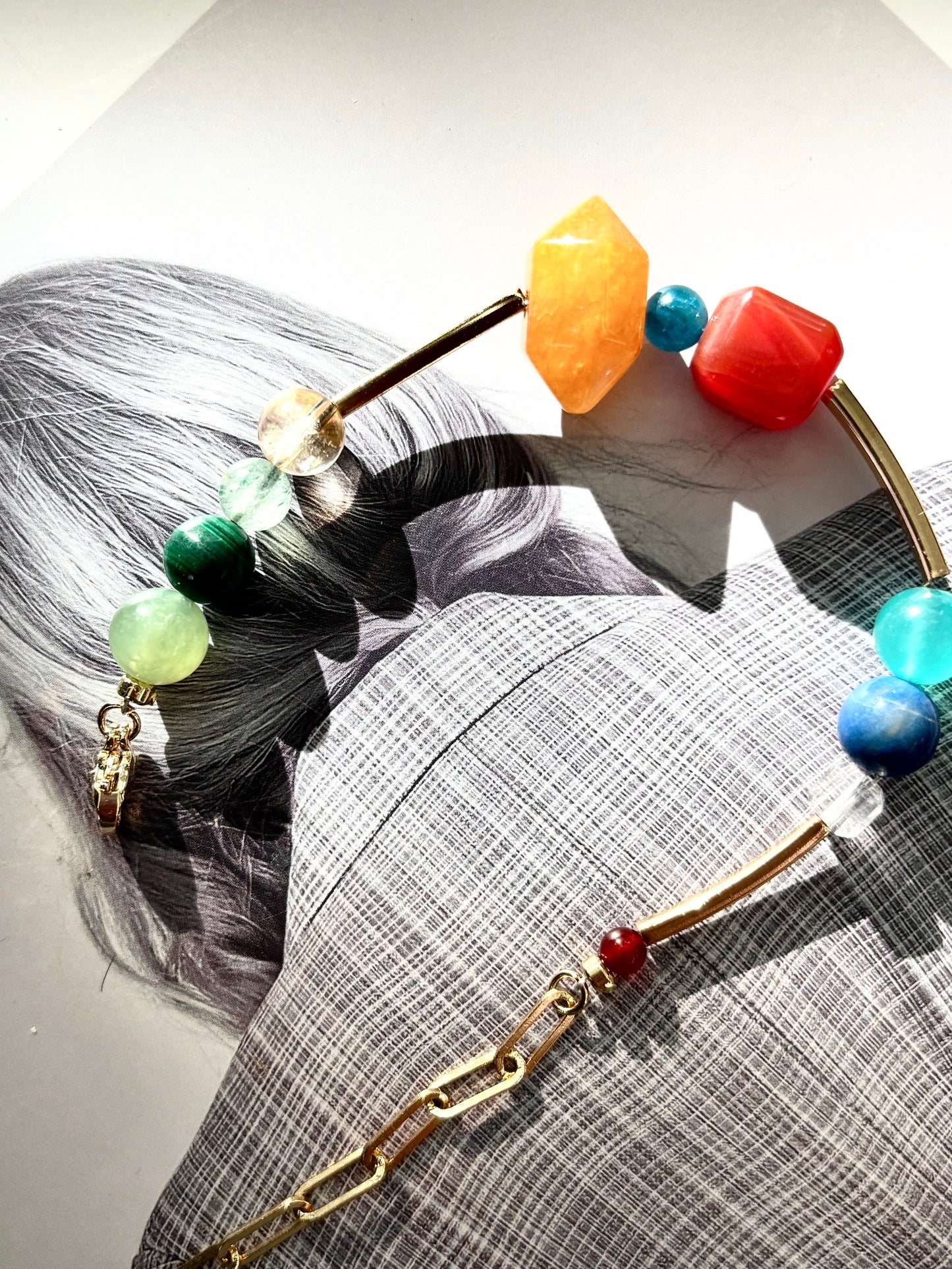 Vintage Rainbow Natural Crystal Bracelet - Rainbow