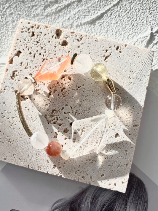 Orange Diamond Quartz & Citrine Bracelet - ArcLine OOAK