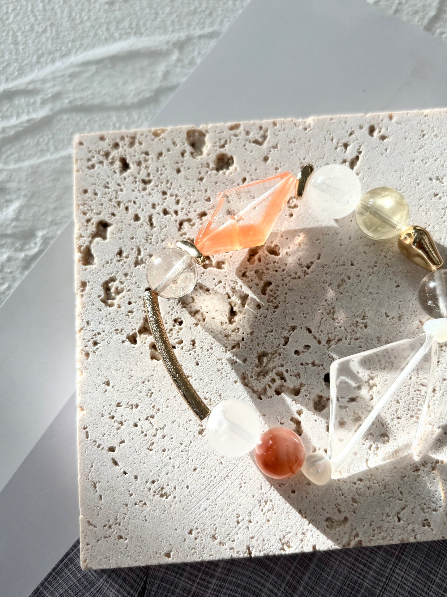 Orange Diamond Quartz & Citrine Bracelet - ArcLine OOAK