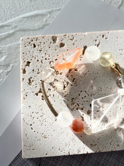 Orange Diamond Quartz & Citrine Bracelet - ArcLine OOAK