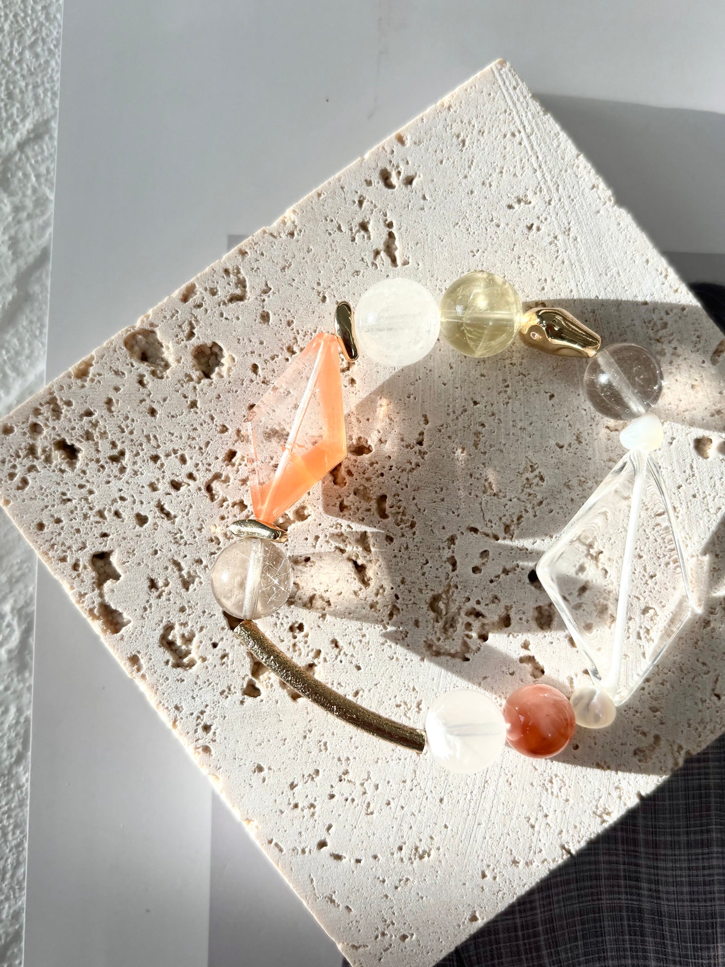Orange Diamond Quartz & Citrine Bracelet - ArcLine OOAK