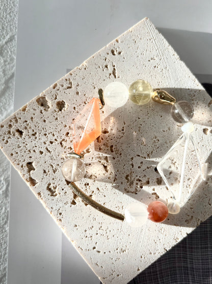 Orange Diamond Quartz & Citrine Bracelet - ArcLine OOAK