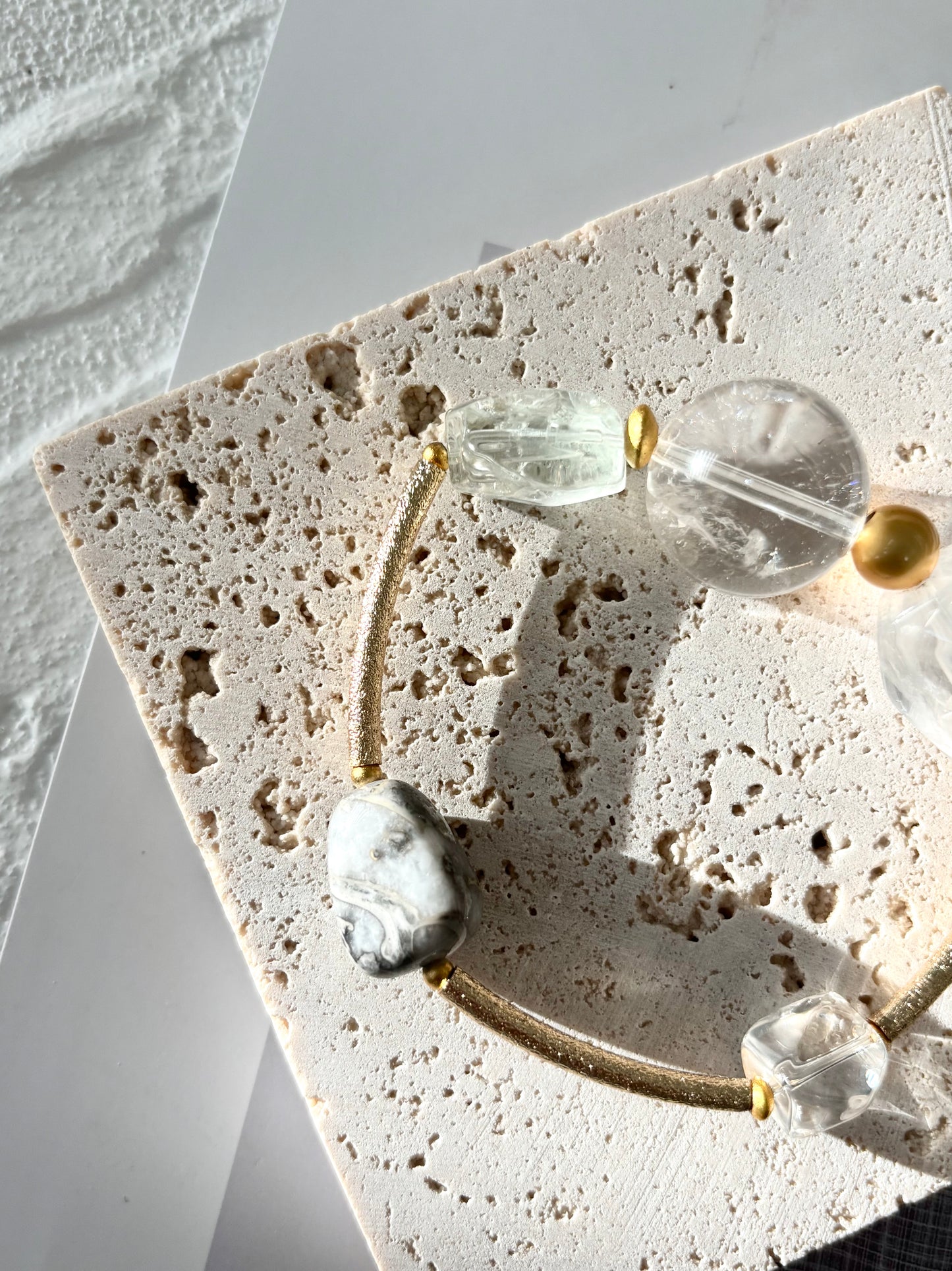 Clear Quartz, Frozen Quartz & Shell Bracelet - ArcLine