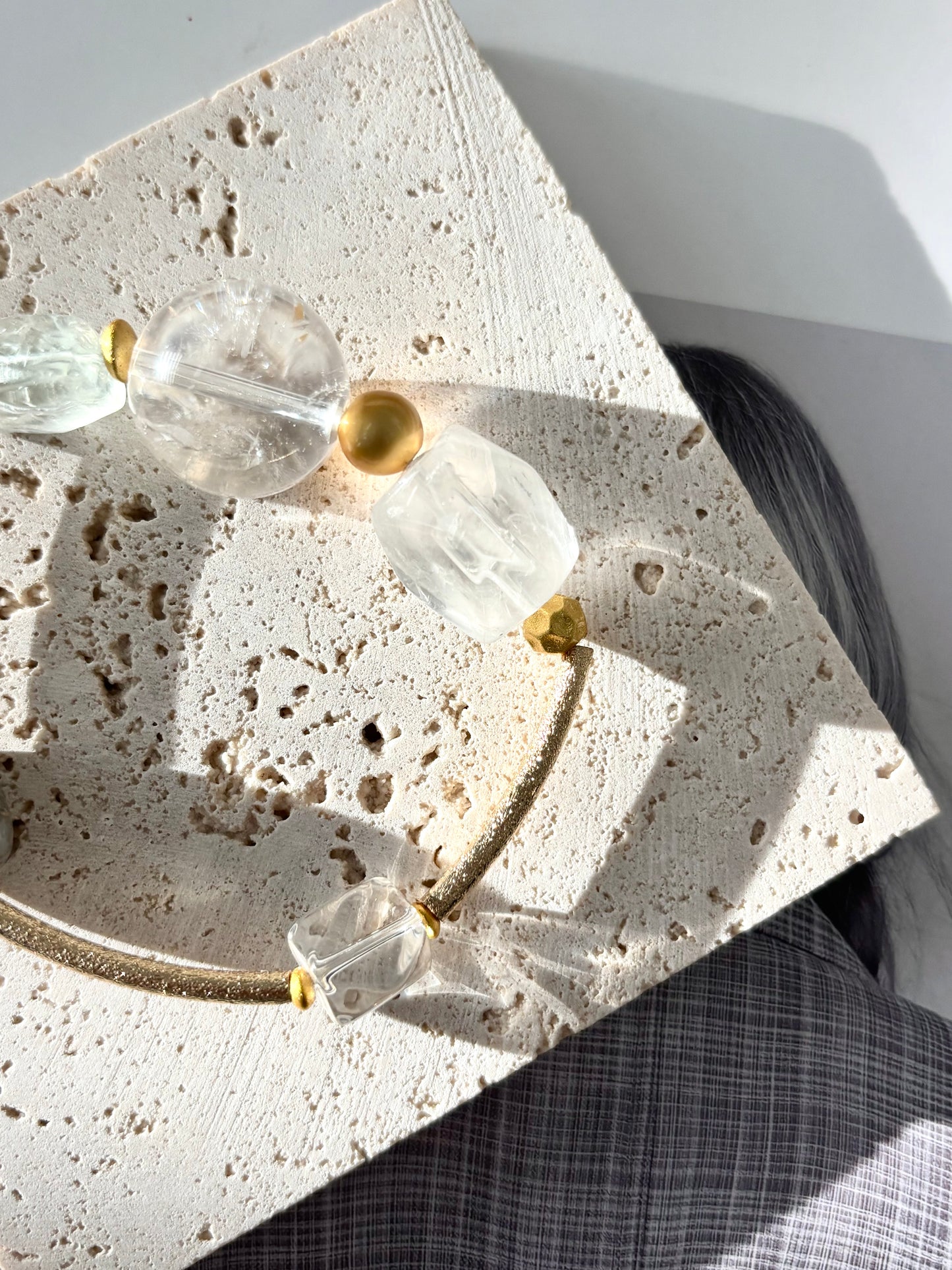 Clear Quartz, Frozen Quartz & Shell Bracelet - ArcLine