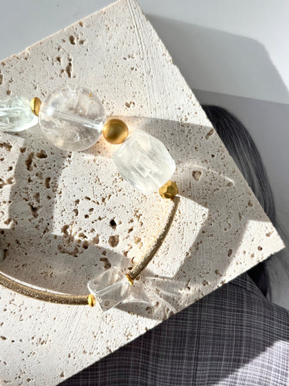 Clear Quartz, Frozen Quartz & Shell Bracelet - ArcLine