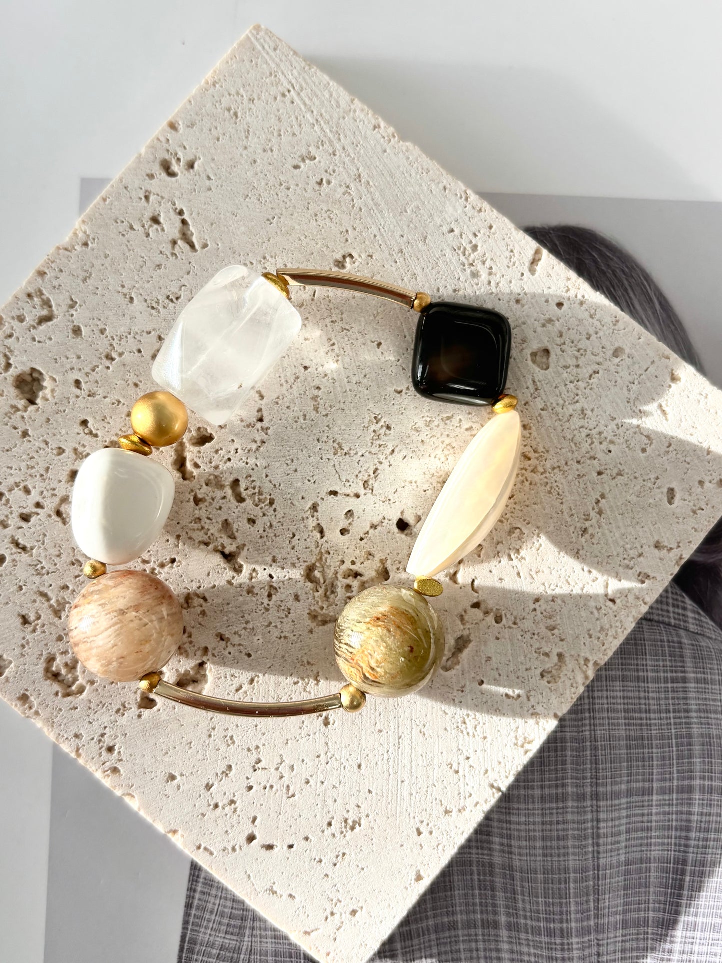 Multi-Layer Phantom Quartz & Shell & Quartz Bracelet- ArcLine
