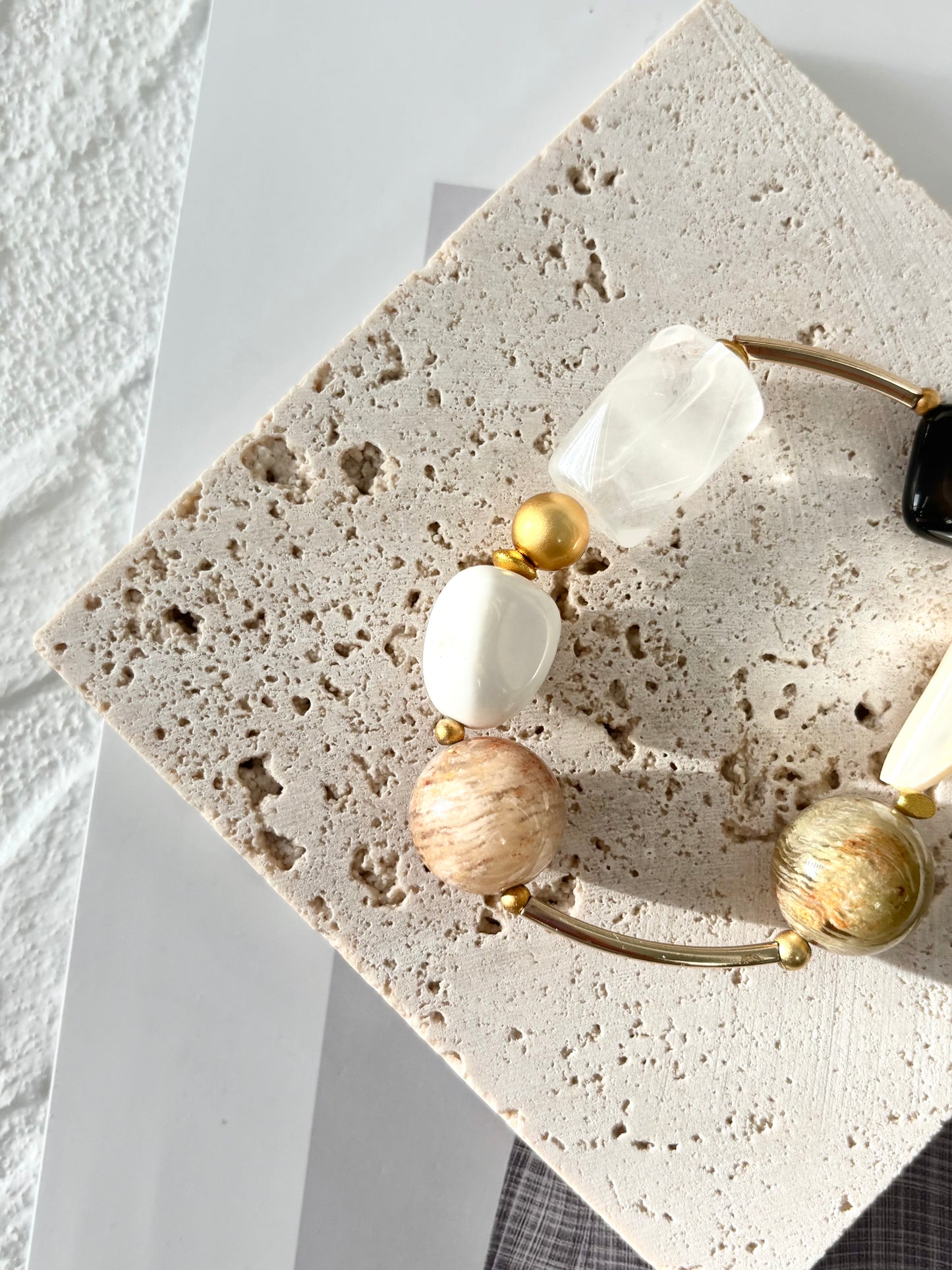 Multi-Layer Phantom Quartz & Shell & Quartz Bracelet- ArcLine