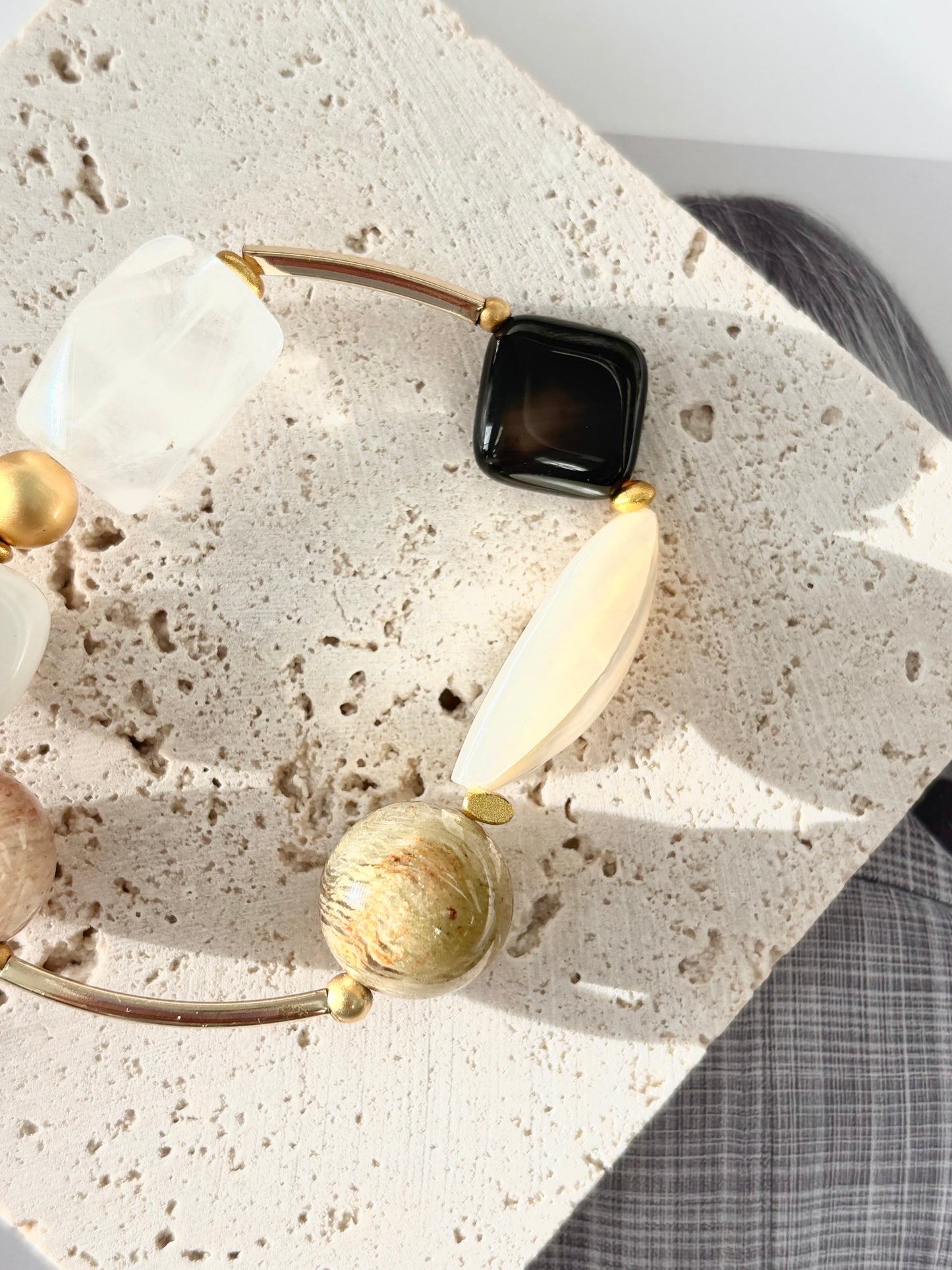 Multi-Layer Phantom Quartz & Shell & Quartz Bracelet- ArcLine