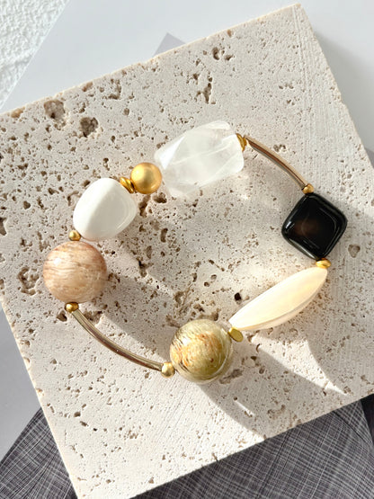 Multi-Layer Phantom Quartz & Shell & Quartz Bracelet- ArcLine