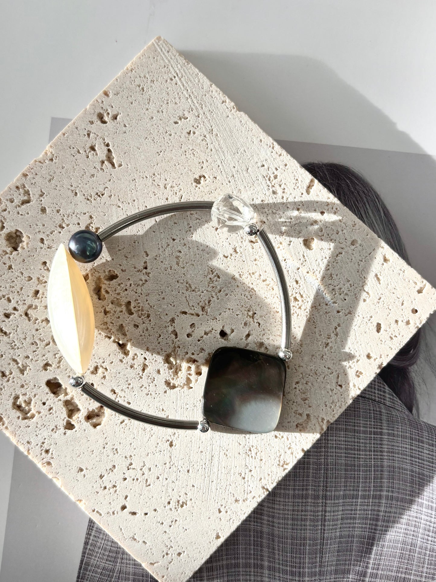 Slim Shell & Quartz Bracelet in Stainless Steel – ArcLine