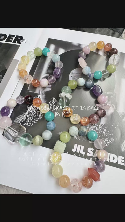 Ice Cube Rainbow Energy Crystal Bracelet - Rainbow